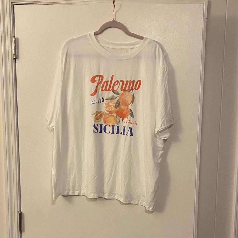 SHEIN White Palermo Sicilia Graphic Tee